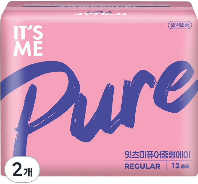 잇츠미 퓨어 생리대, 중형, 12개입, 2개