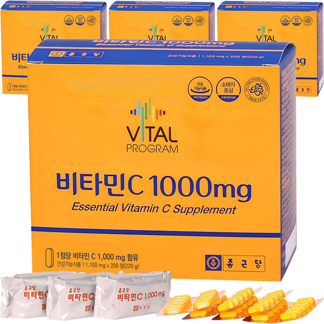 바이탈프로그램 비타민C 1000mg, 200정, 4개