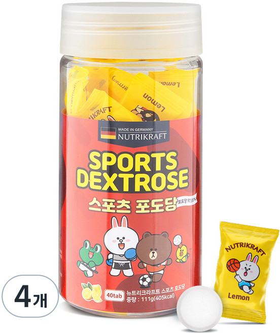 뉴트리크라프트 스포츠 포도당 캔디, 111g, 4개