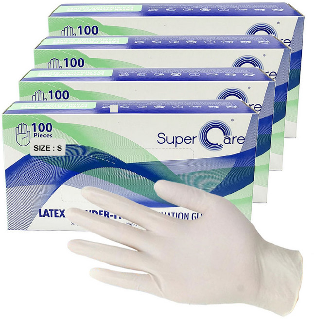 슈퍼케어 라텍스장갑, 소(S), 4개