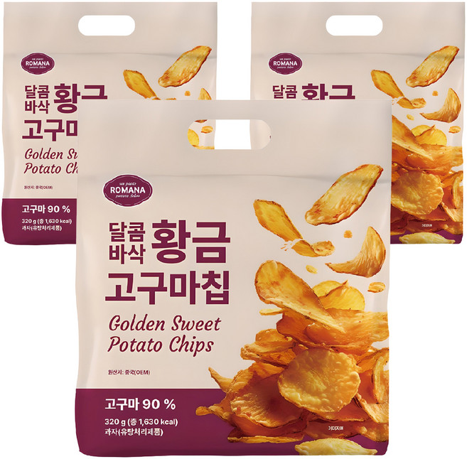 金黃地瓜片, 3包, 320g
