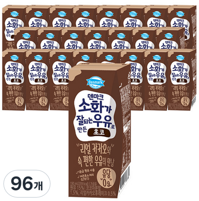 덴마크 소화가 잘되는 우유로 만든 초코, 190ml, 96개