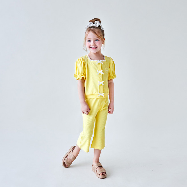 월튼키즈 아동용 찰랑골지가디건 상하의 세트