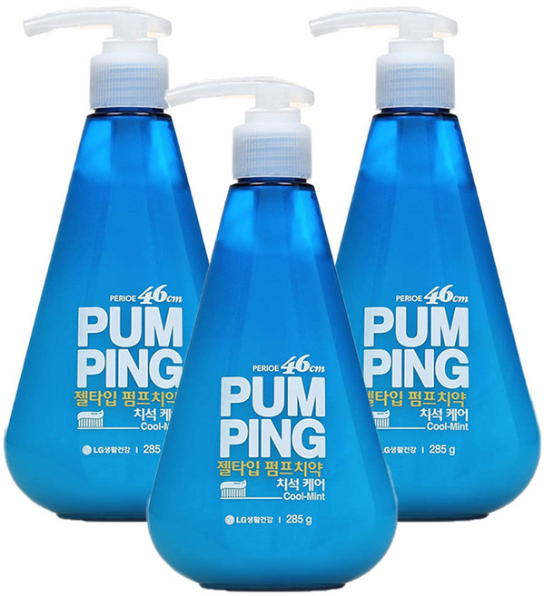 페리오 46센치미터스 스피아민트 펌핑치약, 285g, 3개
