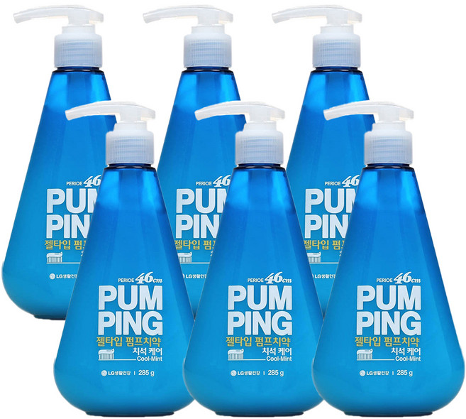 페리오 46센치미터스 스피아민트 펌핑치약, 285g, 6개