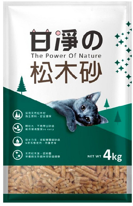 甘淨 貓砂 紮實不易碎 崩解速度快, 4kg, 1袋, 松木
