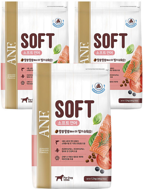 ANF 전연령용 독 소프트사료, 연어, 1.2kg, 3개