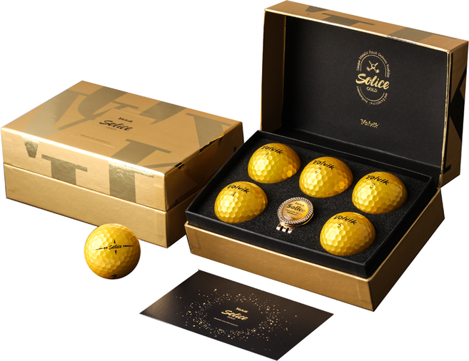 볼빅 솔리체 프리미엄 골프공 정품볼 + 볼마커, 골드, 5개입, 1개