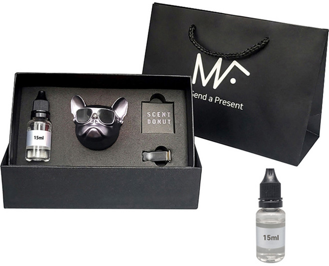 엠퓨처 불독 차량용 방향제 매트스페이스그레이 + 오일 15ml 2p + 선물 쇼핑백, 1세트, 주르메르데스