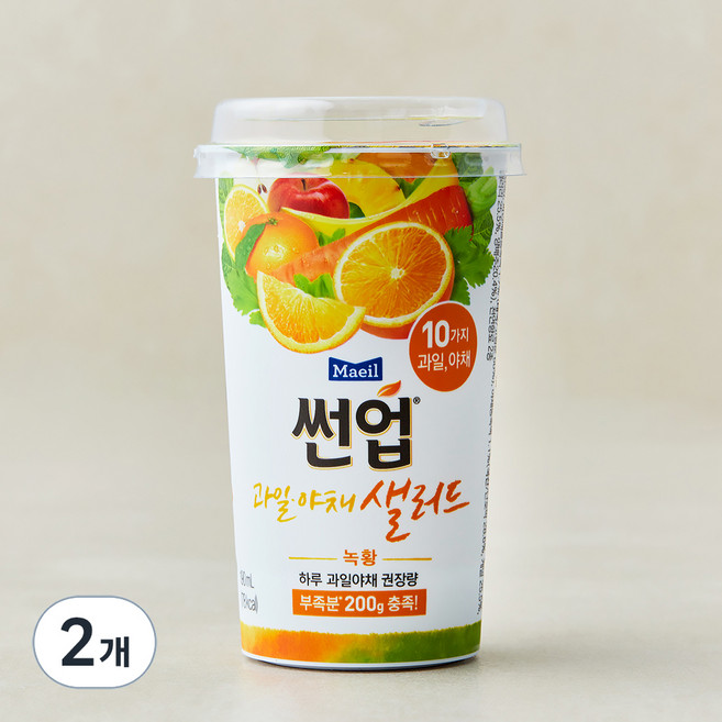썬업 과일야채 샐러드주스 녹황, 190ml, 2개