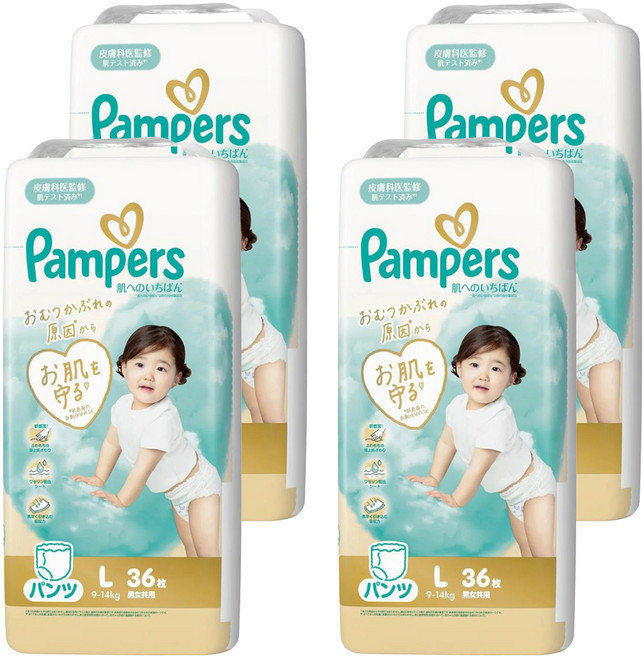 Pampers 幫寶適 日本境內版 褲型尿布 9~14kg, L, 144片