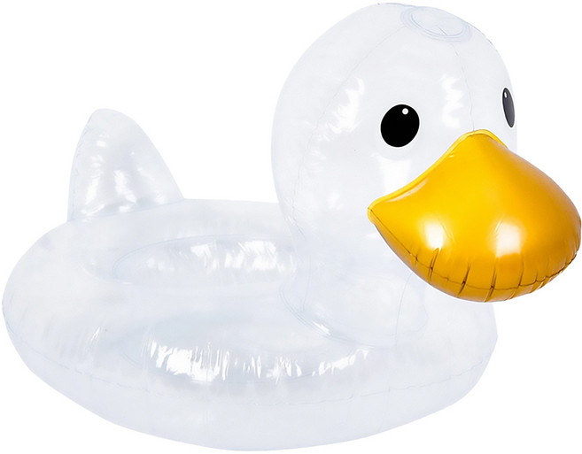 LEADER X 透明鴨鴨兒童充氣含座游泳圈 耐磨耐用 安全不漏氣, 1個