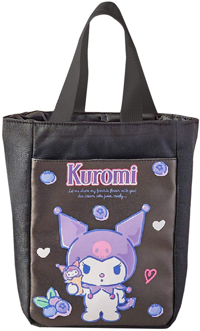Sanrio 三麗鷗 酷洛米束口飲料提袋 KT-BAG10, 黑色冰淇淋, 1個