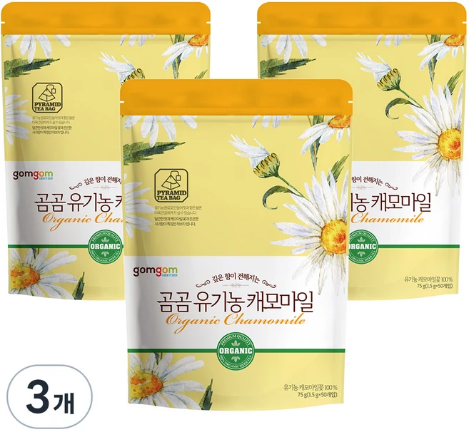 곰곰 유기농 캐모마일 삼각티백, 1.5g, 50개입, 3개 - 쿠팡