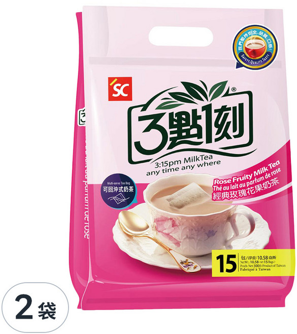 3點1刻 經典玫瑰花果奶茶, 20g, 15包, 2袋