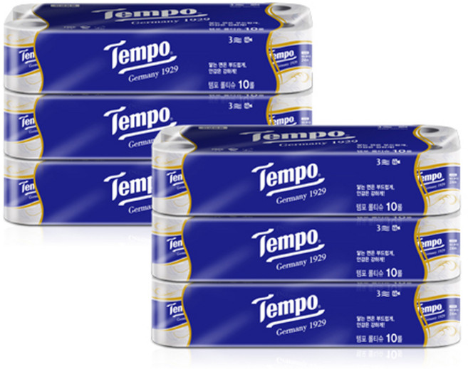 Tempo 得寶 3 層裝飾優質衛生紙, 24m, 10捲, 6包