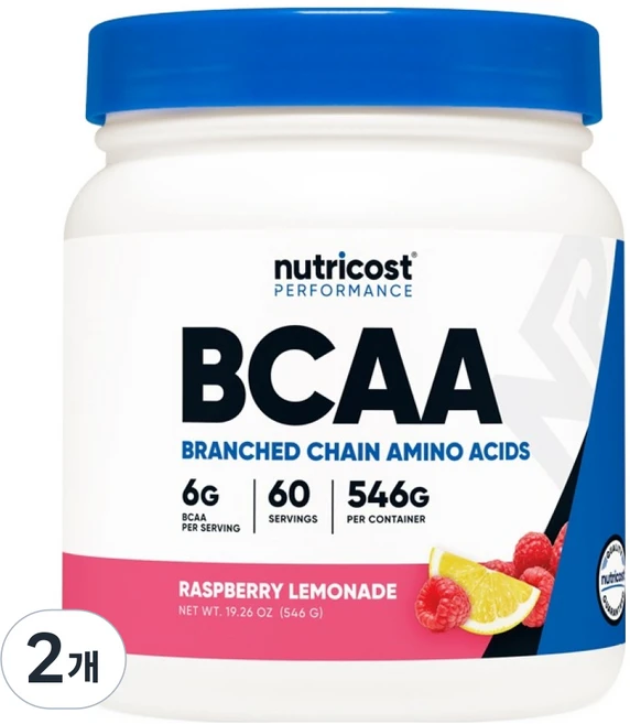 뉴트리코스트 BCAA 파우더 라즈베리 레모네이드향, 546g, 2개 - 쿠팡