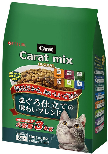 Carat 克拉 綜合貓糧, 3kg, 1包, 玉米、魚粉、小麥粉、玉米蛋白粉、大豆油