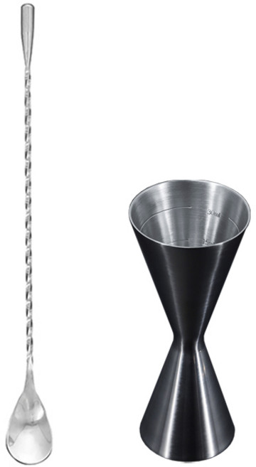 키볼리 홈텐딩 칵테일 올스텐 304 계량지거 30ml 45ml + 바 스푼 27cm 세트, 1세트