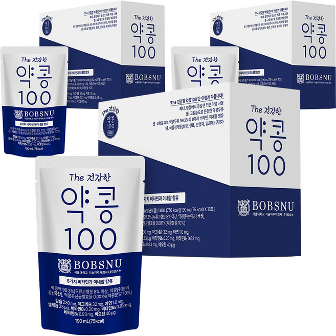 BOBSNU 更健康藥豆100豆漿, 190ml, 30個