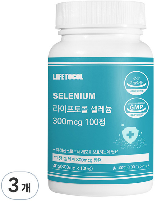 라이프토콜 셀레늄 300mcg, 100정, 3개