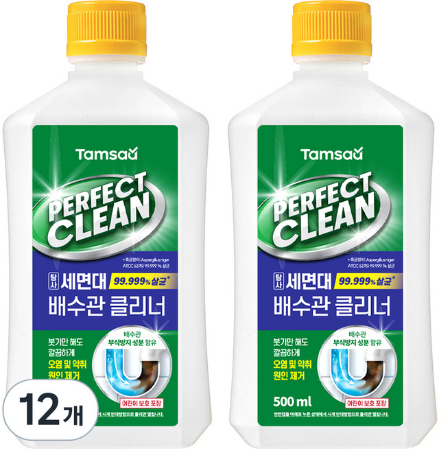 탐사 겔타입 퍼펙트 클린 세면대 배수관 클리너 살균 99.999% 부식방지성분 함유, 500ml, 12개