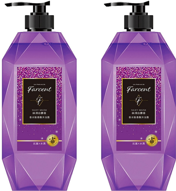 farcent 花仙子 香水胺基酸沐浴露, 絲滑白麝香, 780g, 2瓶