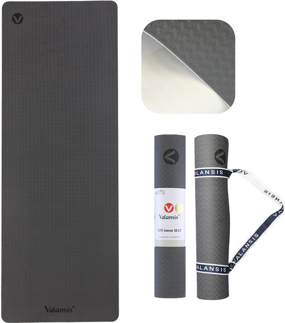 밸런시스 TPE 매트 + 매트스트랩, 다크그레이, 1세트