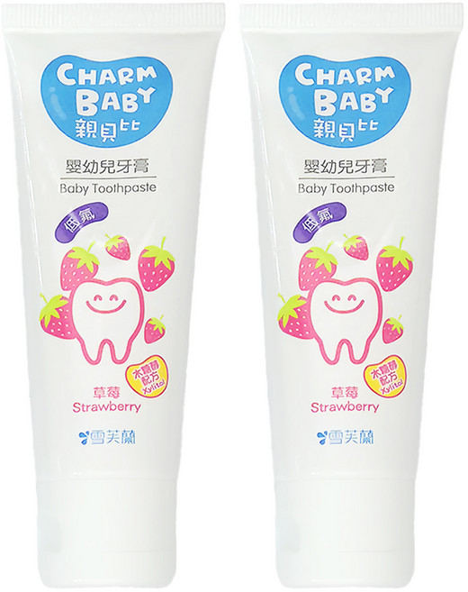 雪芙蘭 CHARM BABY 親貝比 嬰幼兒牙膏 低氟配方 草莓, 50g, 2條