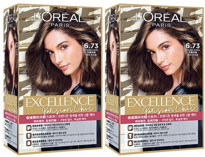 L'OREAL PARiS 巴黎萊雅 台灣公司貨 優媚霜時尚魅力系列 染髮霜, 6.73 亞麻灰棕, 2盒