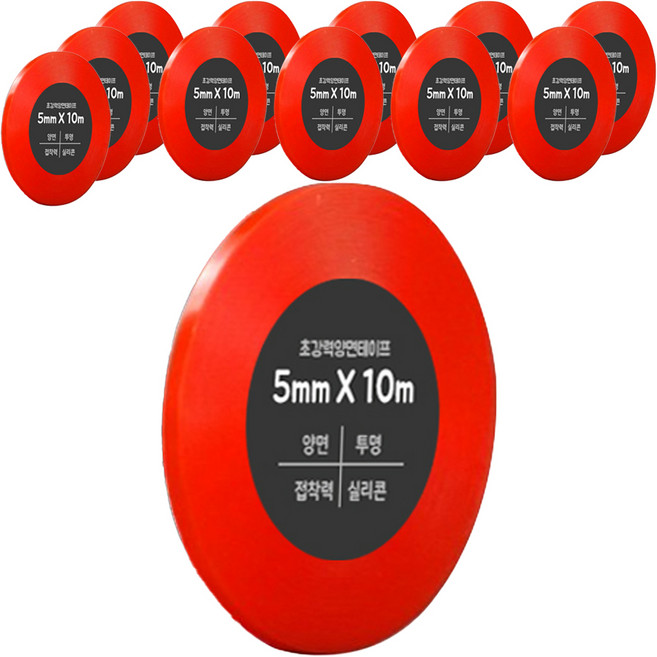 다다 초강력 양면테이프 5mm x 10m, 투명, 12개