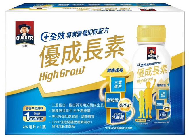 QUAKER 桂格 優成長素 即飲配方, 235ml, 6瓶