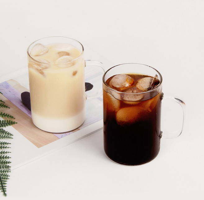 키에 데일리 내열 유리 핸들 머그컵 500ml, 투명, 2개