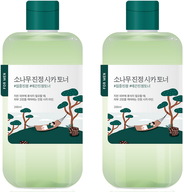 라운드랩 포 맨 소나무 진정 시카 토너, 200ml, 2개