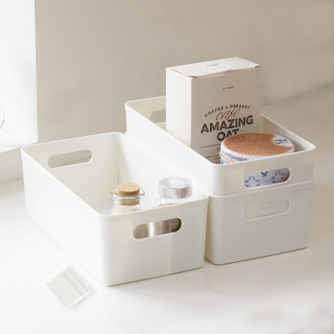 아임홈리빙 심플 바스켓 팬트리 수납함 3p 네임택세트, 화이트, 1세트