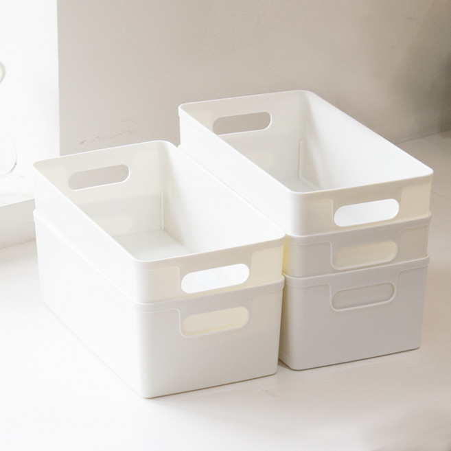 아임홈리빙 심플 바스켓 팬트리 수납함 5p 바디세트, 화이트, 1세트