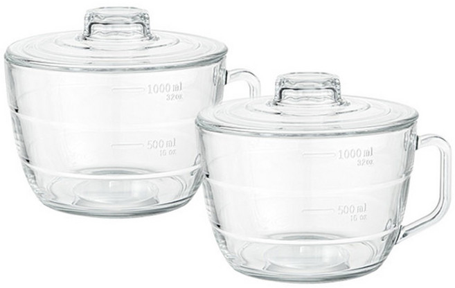 Glasslock 格拉氏洛克 可微波泡麵碗 1L, 透明, 2個