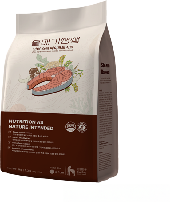디어랩스 전연령 강아지 울애기쌩쌩 스팀베이크드 수제사료, 연어, 1kg, 1개