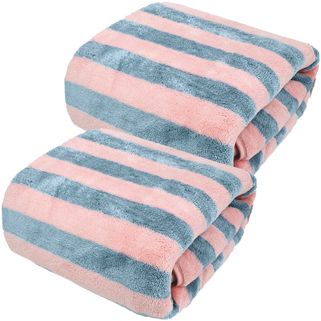 원이네 스트라이프 소프트 샤워타월 300g 코랄벨벳, 블루핑크, 2개
