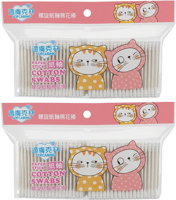 適膚克林 螺旋紙軸棉棒, 400支, 2包