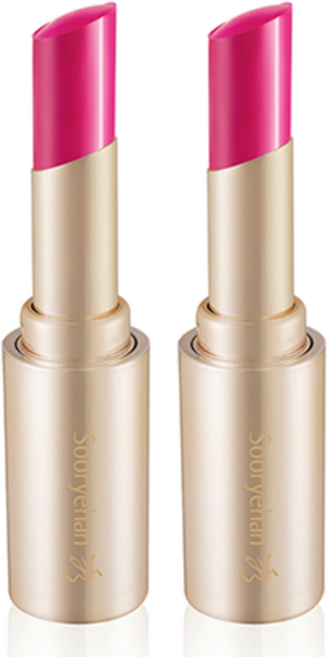 수려한 연 실크 립 루즈 립스틱, 2개, 루비핑크