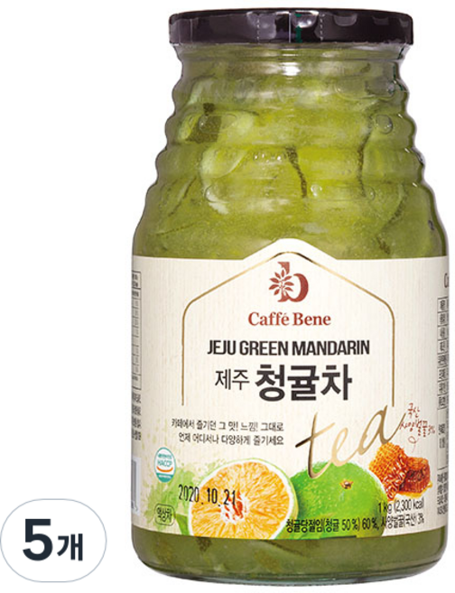 카페베네 과일청 청귤차, 480g, 5개