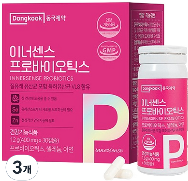 동국제약 이너센스 프로바이오틱스 질유래 유산균, 3개, 30정