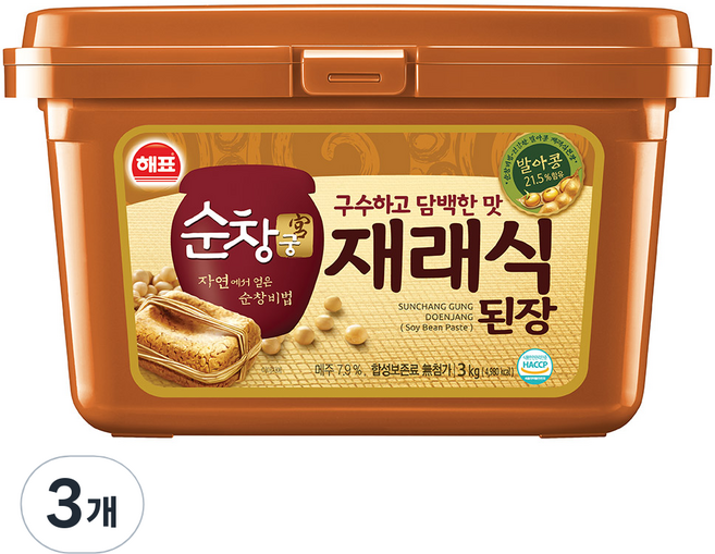 해표 순창궁 재래식 된장, 3kg, 3개