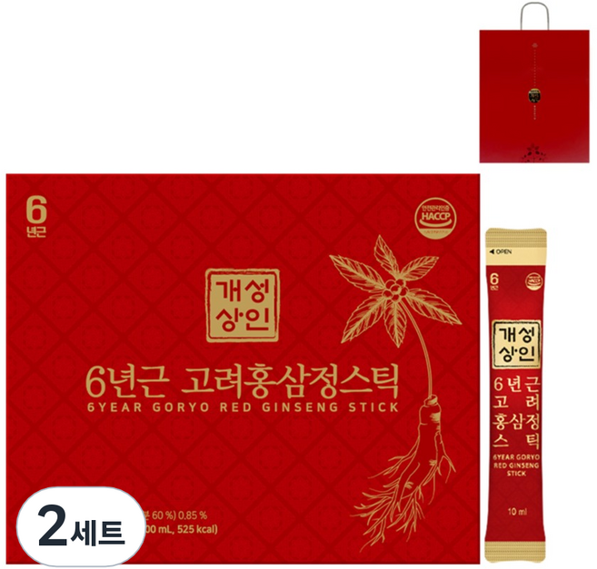 개성상인 6년근 고려홍삼정 스틱 30포 + 쇼핑백, 300ml, 2세트