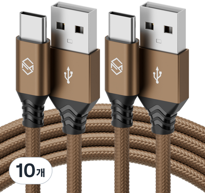 신지모루 USB-C 타입 더치 패브릭 케이블, 1m, 브라운, 10개