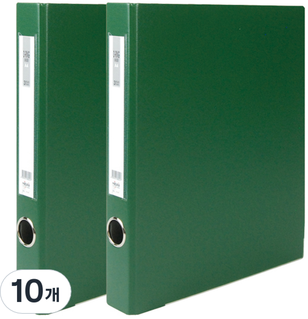 마이다스 D링 합지 바인더 파일 명찰형 3cm 3공 A4, 녹색, 10개