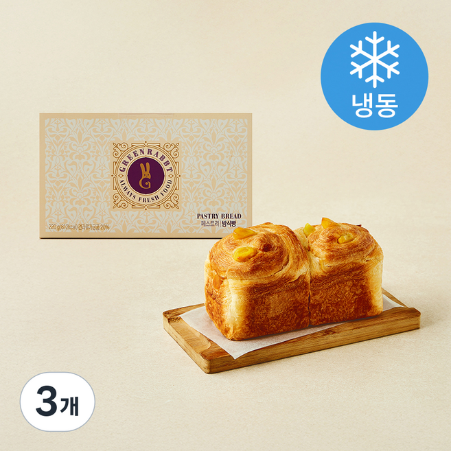 그린래빗 페스트리 밤식빵 (냉동), 220g, 3개
