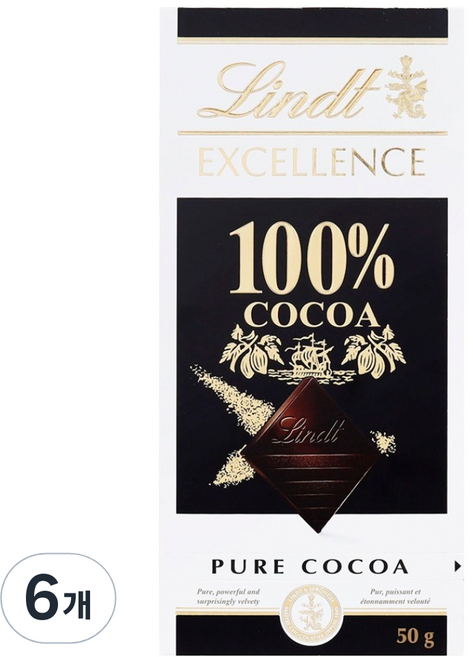 린트 엑설런스 100% 다크 초콜릿, 50g, 6개