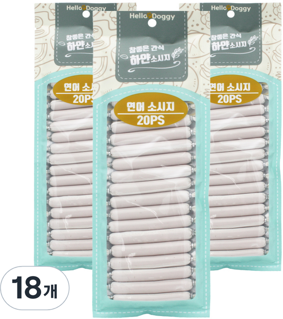 헬로도기 참좋은간식 강아지 하얀소시지 20p, 연어, 180g, 18개